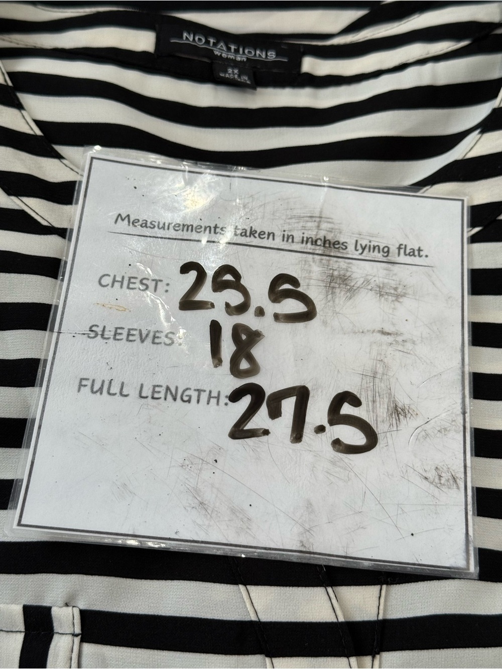 Notations Woman 2X Black & White Striped Button Front Blouse 727 - Picture 8 of 8